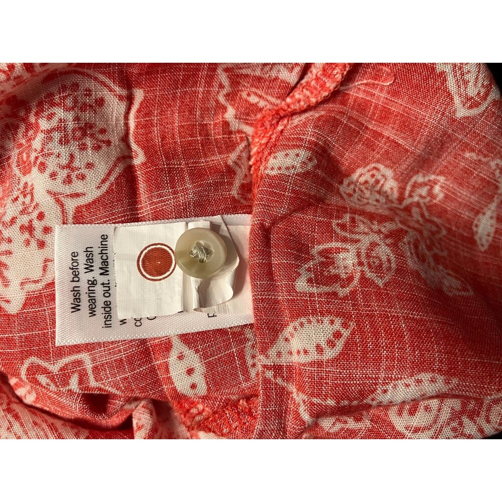 Sonoma Flutter Sleeve Lightweight Blouse Orangy Red & White Floral Size 0X - Picture 5 of 9